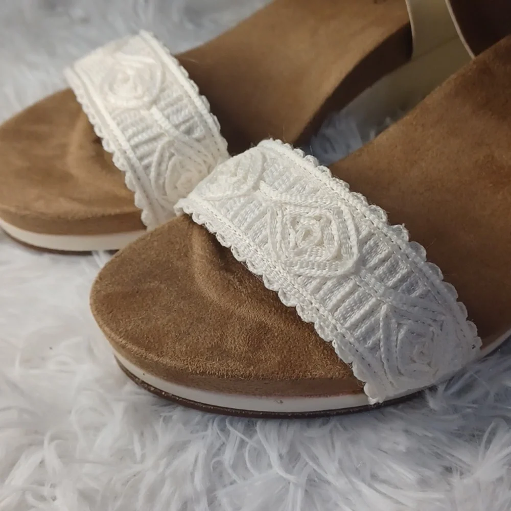Lucky Brand White Wedge Sandals